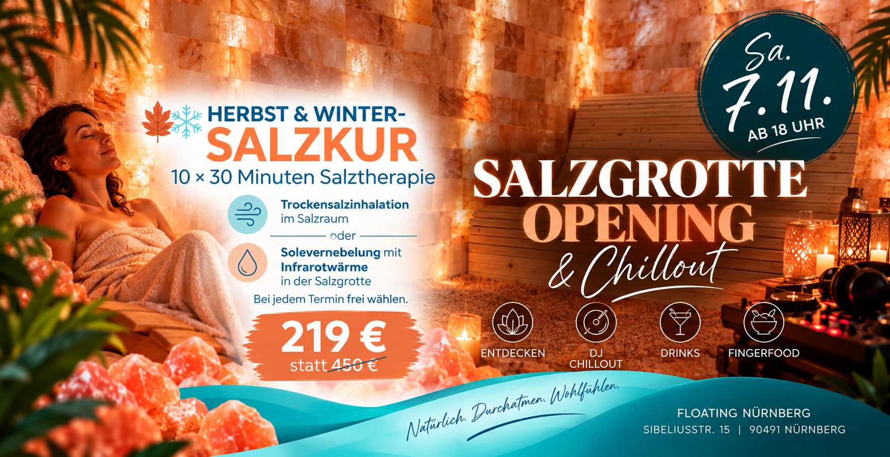 Salzgrotte Opening & Chillout am 7.11. im Floating Nürnberg